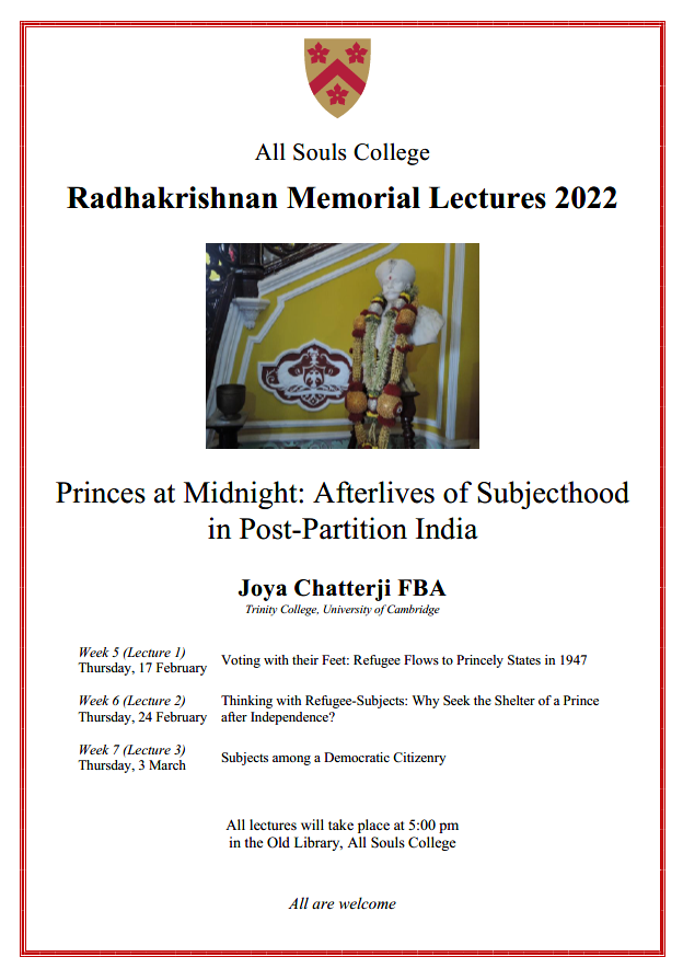 Radhakrishnan Memorial Lectures 2022 Programme