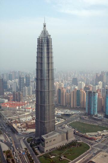 Jin Mao Tower, Shanghai, China. Uploaded by en:User:Billatq for enWikipedia. Credit: Wikimedia Commons