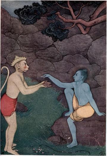 Myths of the Hindus & Buddhists (1914) p. 64: Rama sending his signet-ring to Sita by K. Venkatappa Myths of the Hindus & Buddhists (1914) p. 64: Rama sending his signet-ring to Sita by K. Venkatappa